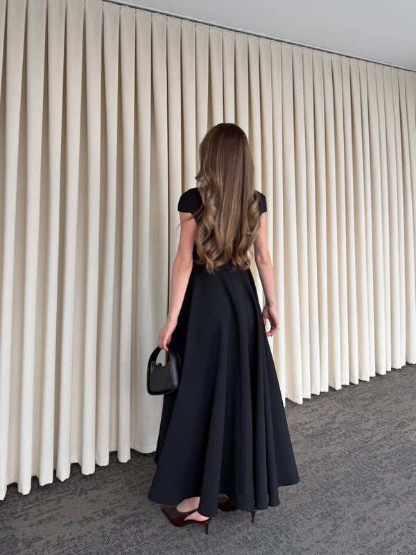 Siyah Mini V Yaka Elbise - 242480