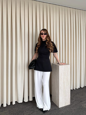 Siyah Pelerinli Straplez Bluz - 1101