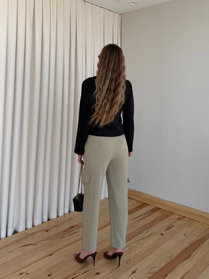 Haki Tasarım Çıtçıtlı Fermuarlı Pantolon - 7937