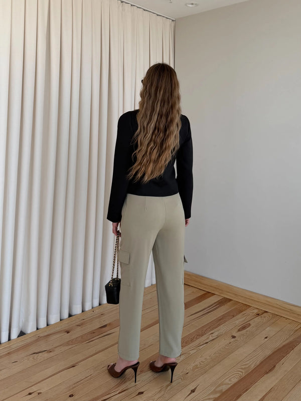 Haki Tasarım Çıtçıtlı Fermuarlı Pantolon - 7937