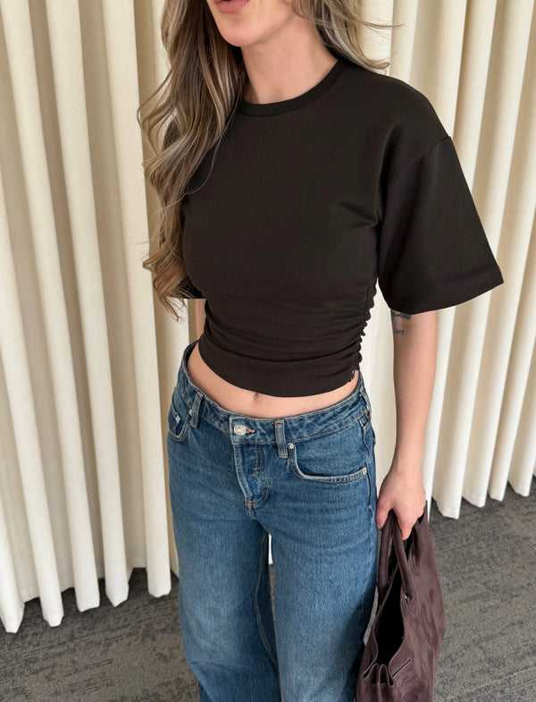 Kahverengi Yanı Drapeli Body - 261003