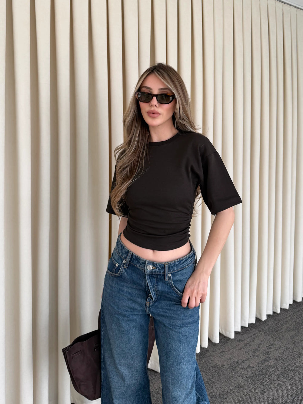 Kahverengi Yanı Drapeli Body - 261003