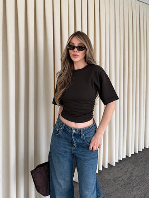 Kahverengi Yanı Drapeli Body - 261003