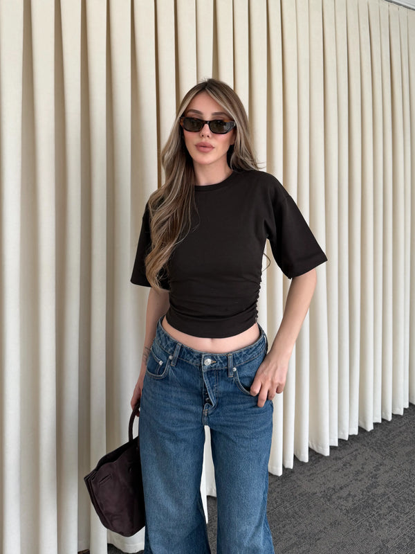 Kahverengi Yanı Drapeli Body - 261003