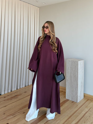 Bordo Yırtmaçlı Uzun Tunik - 8515