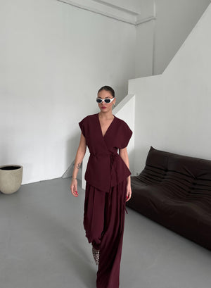 Bordo Juana Yelek Pantolon Takım