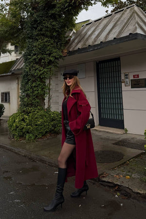 Açık Bordo Kolları Cep Detaylı Premium Kaban - 408033