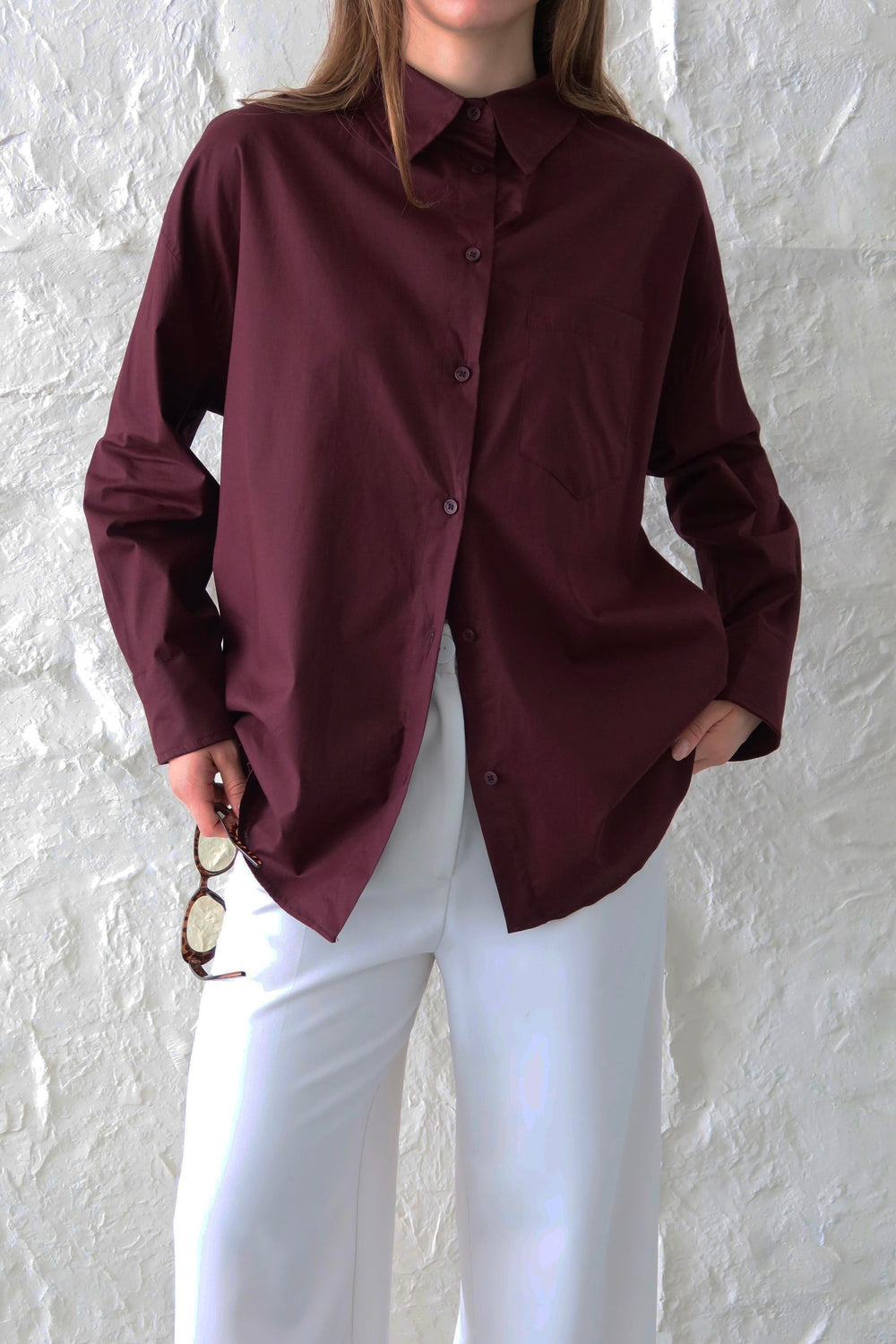 Bordo Oversize Gömlek