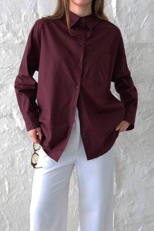 Bordo Oversize Gömlek