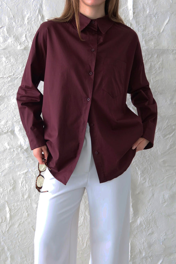 Bordo Oversize Gömlek