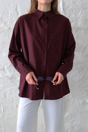 Bordo Oversize Gömlek