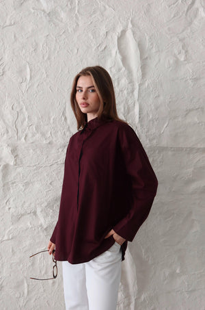 Bordo Oversize Gömlek