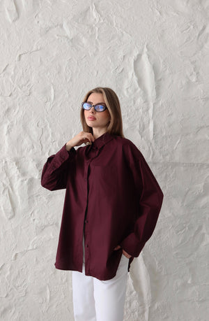 Bordo Oversize Gömlek