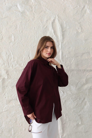 Bordo Oversize Gömlek