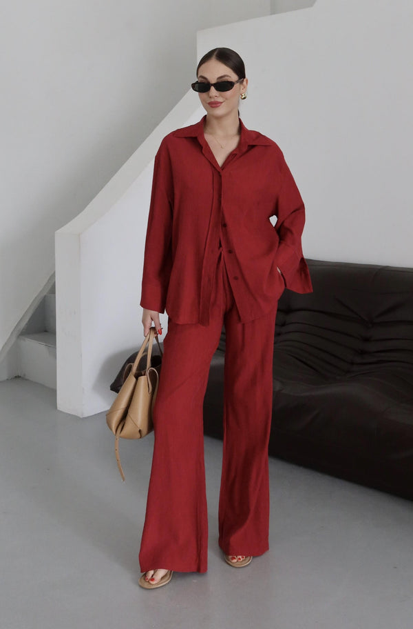 Bordo Pekin Kimono Takım