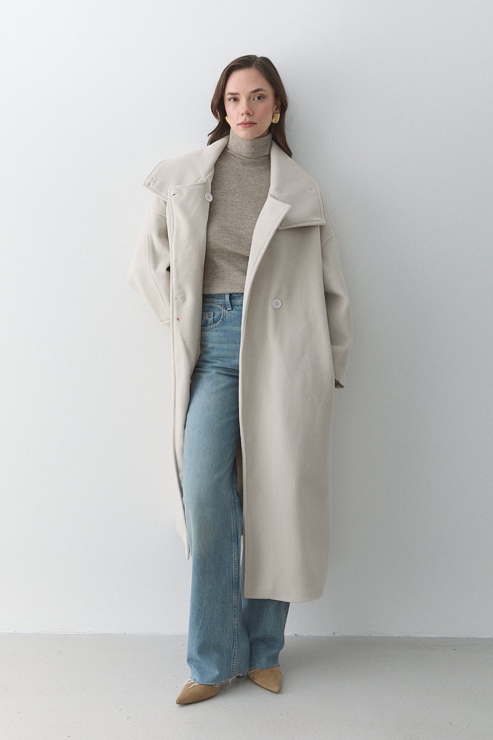 Taş Vittoria Düğmeli Yaka Kaban - 2511