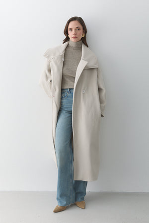 Taş Vittoria Düğmeli Yaka Kaban - 2511