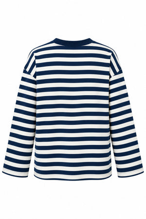 Lacivert Çizgili New York Baskılı Sweatshirt - 1130