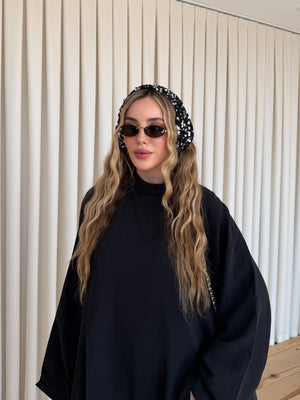 Siyah Pullu Üçgen Bandana - 2153
