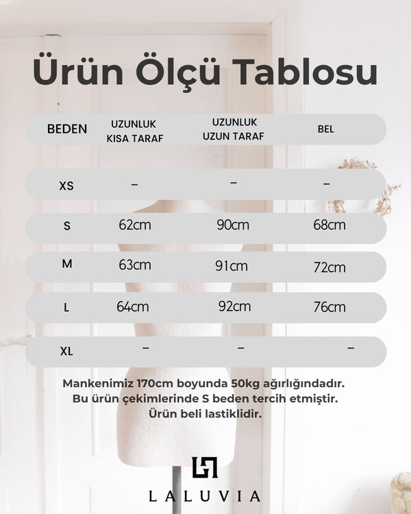 Kahverengi Kemerli Dantel Detaylı Etek | LALUVIA