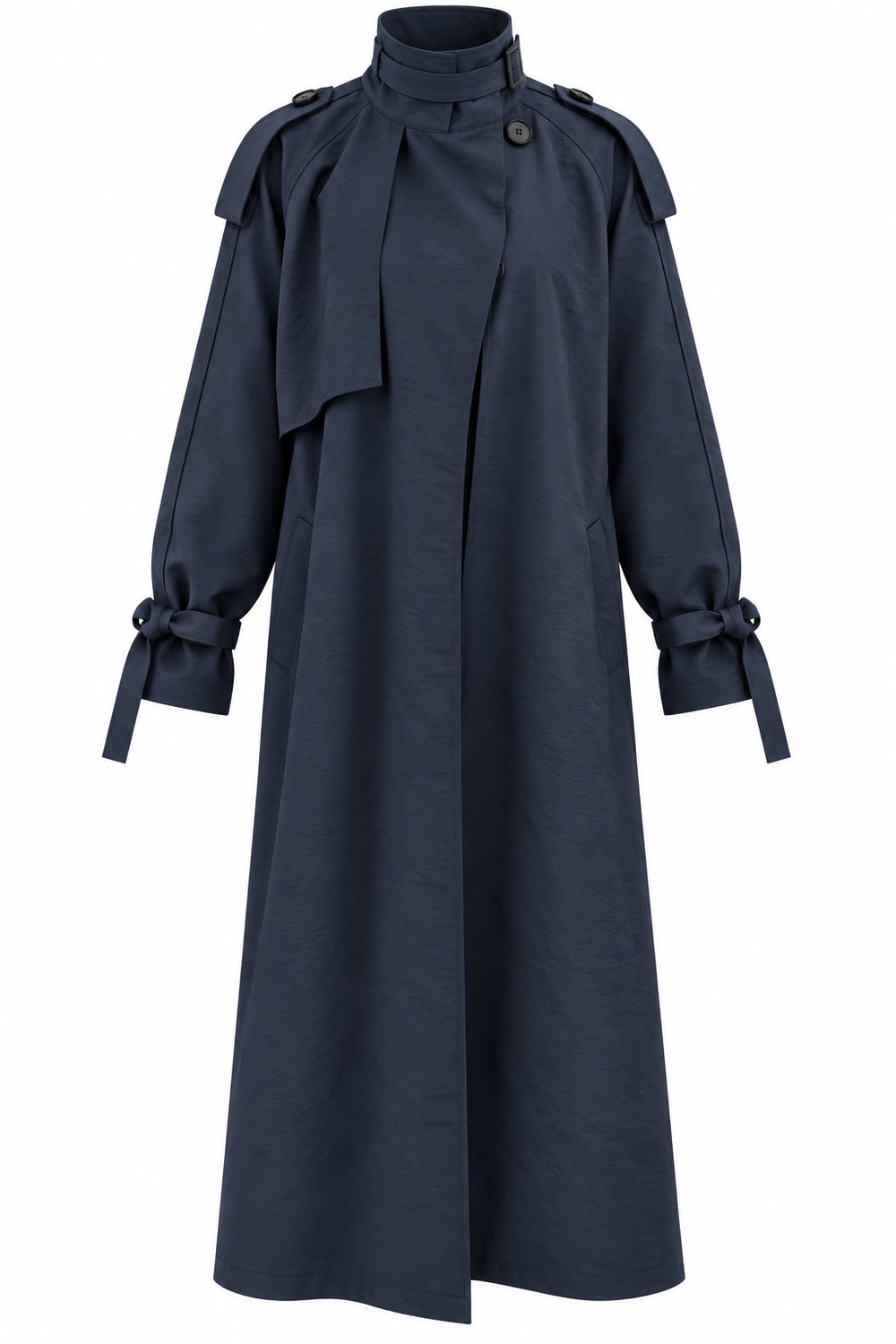Lacivert Kuşaklı Premium Oversize Trençkot - 8646