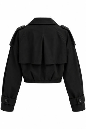 Siyah Pileli Crop Ceket - 2y4199