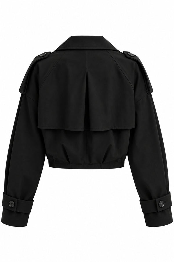Siyah Pileli Crop Ceket - 2y4199