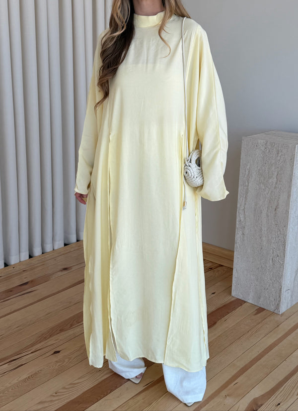 Sarı Yırtmaçlı Uzun Tunik - 8515