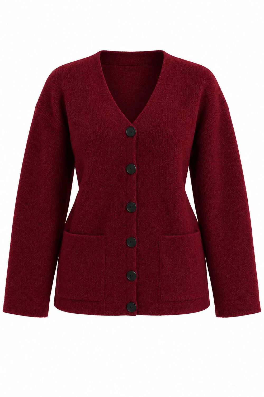 Bordo Çift Cepli Selanik Hırka - 2y04622
