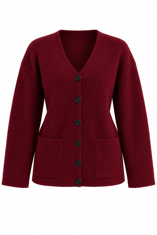 Bordo Çift Cepli Selanik Hırka - 2y04622