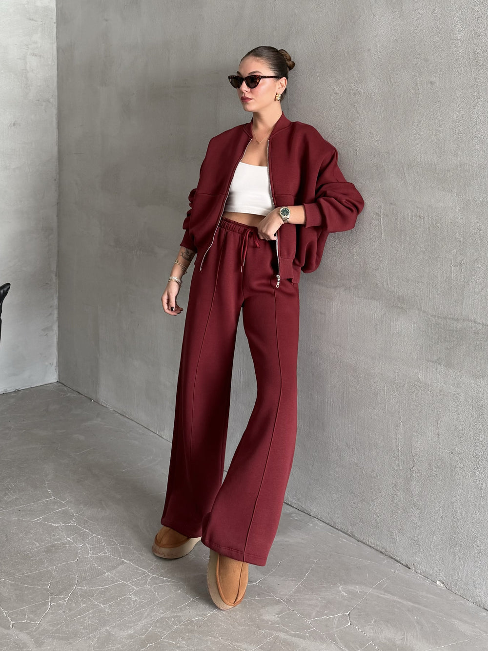 Bordo Nora Eşofman Takımı - 8001