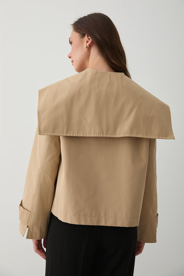 Camel Sakura Geniş Yaka Kısa Trençkot - 7530