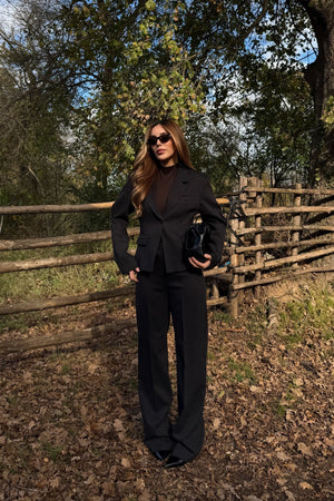 Siyah Tek Düğmeli Ceket Pantolon Takım - 9480