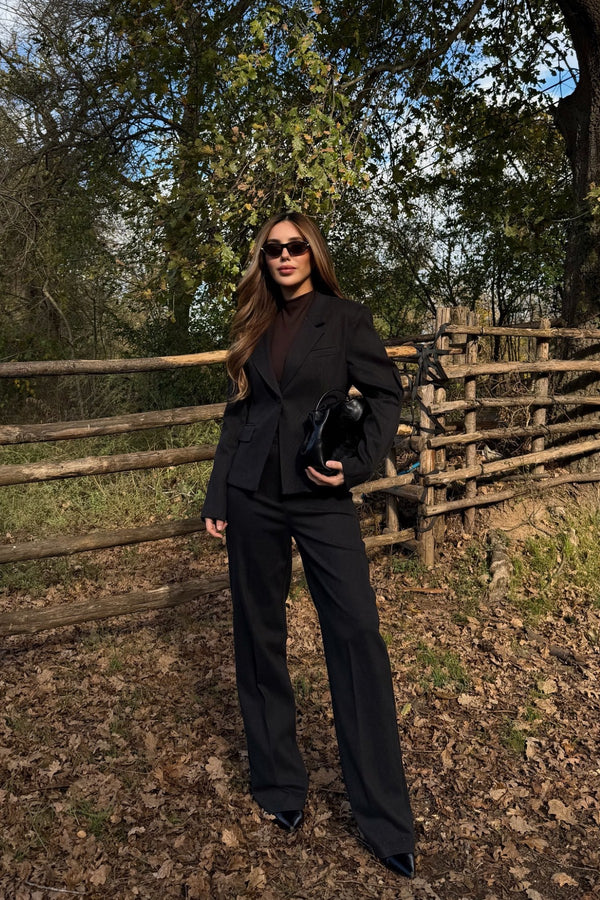 Siyah Tek Düğmeli Ceket Pantolon Takım - 9480