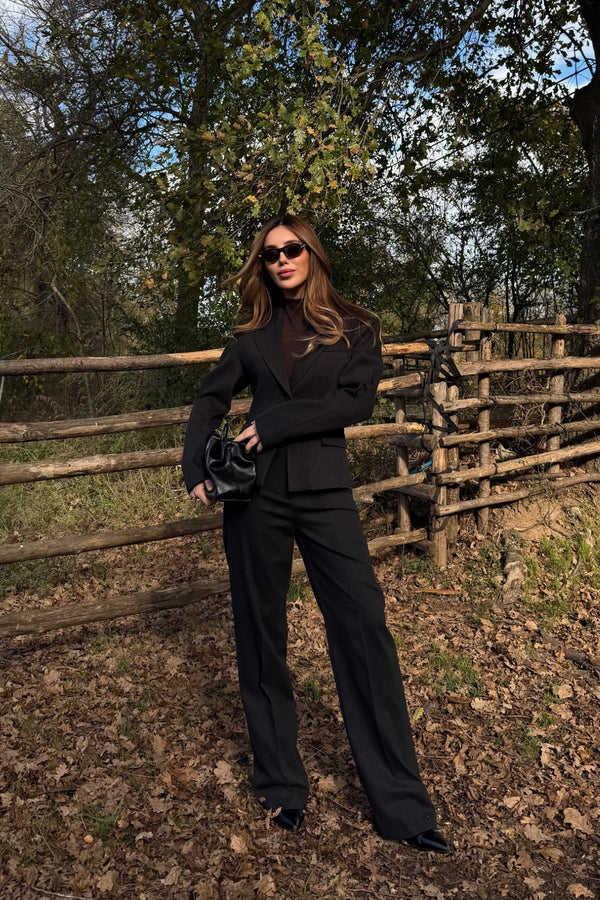 Siyah Tek Düğmeli Ceket Pantolon Takım - 9480