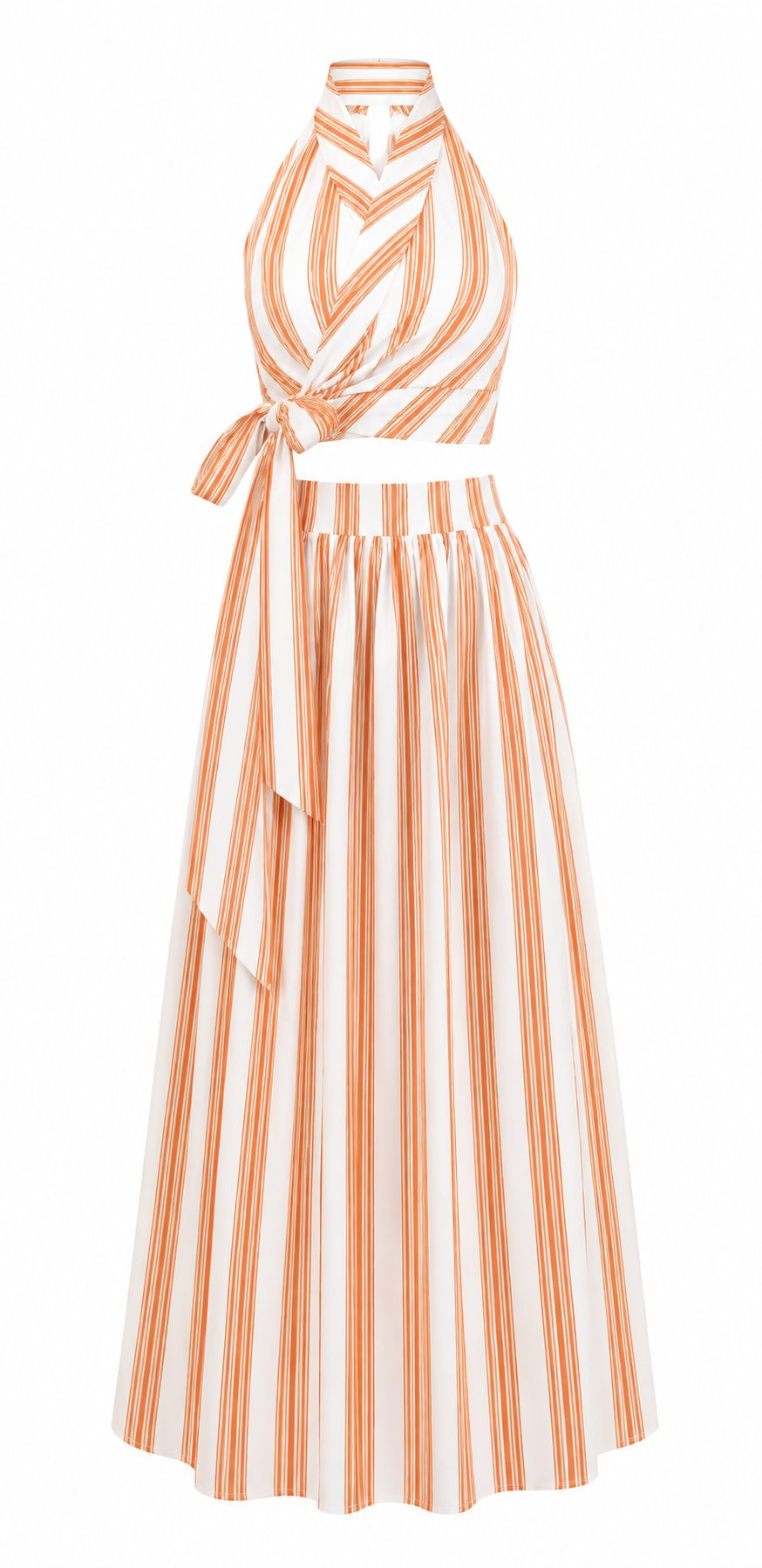 Orange Desenli Bağlamalı Crop Etek Takım - 30447