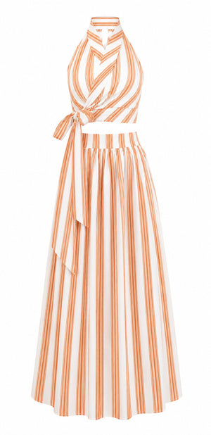 Orange Desenli Bağlamalı Crop Etek Takım - 30447