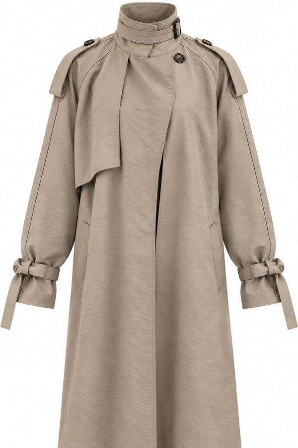 Vizon Kuşaklı Premium Oversize Trençkot - 8646