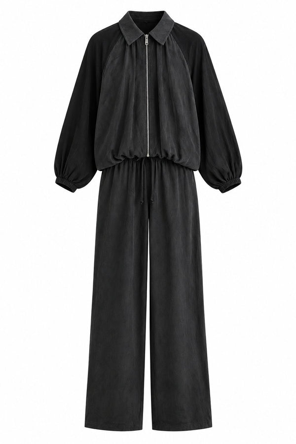 Siyah Garnili Bomber Pantolon Takım - 2y51458