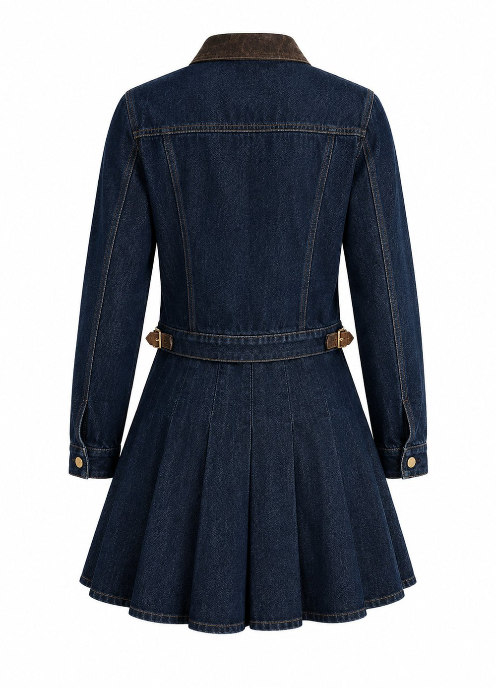 Lacivert Pileli Etek Ceket Denim Takım - 0984