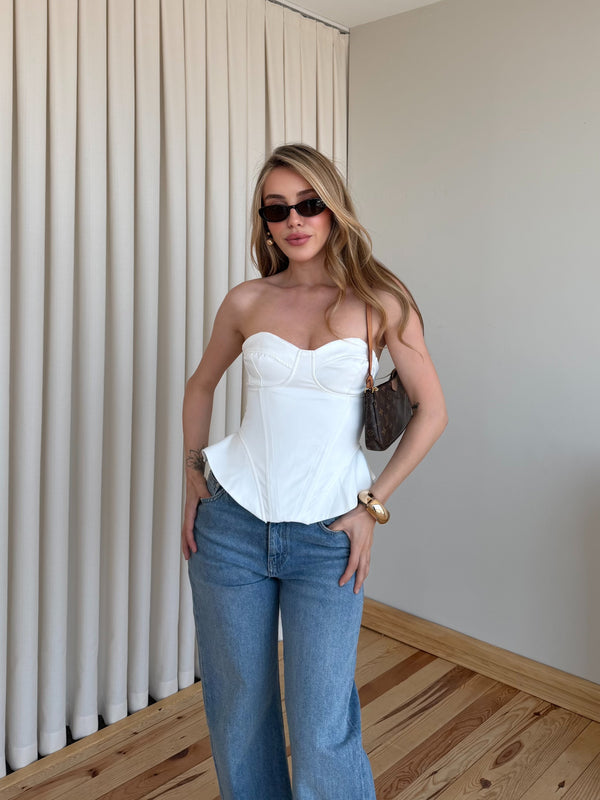 Beyaz Sırt İp Detaylı Büstiyer - 8507