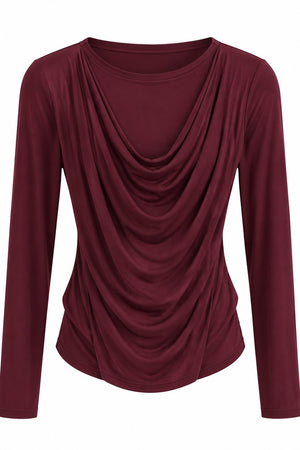 Bordo Degaje Yaka Bluz - 1228