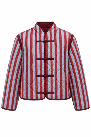 Bordo - Mavi Kapitone Mont - 3461