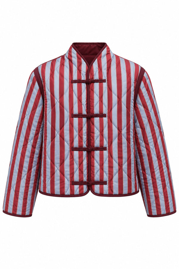 Bordo - Mavi Kapitone Mont - 3461