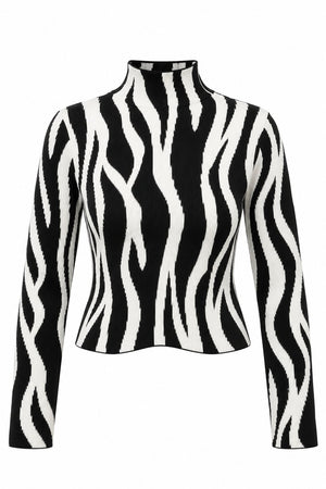 Siyah Kemik Zebra Desen Kazak - 2y231022