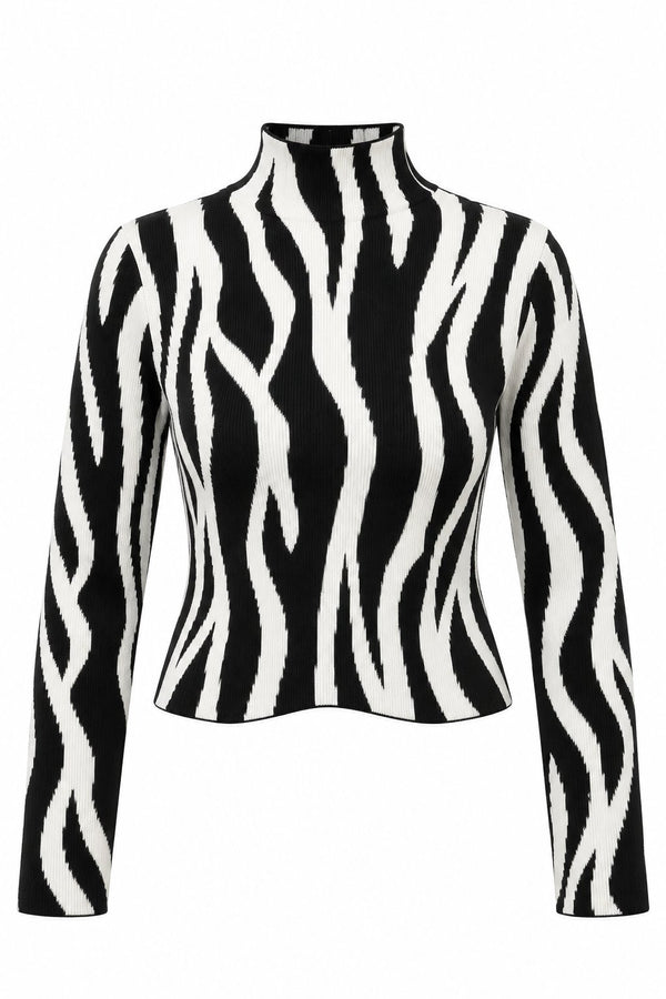 Siyah Kemik Zebra Desen Kazak - 2y231022