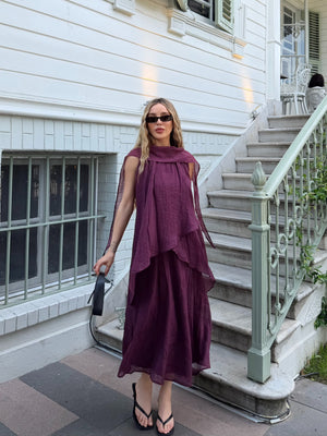 Mürdüm Magiia Şallı Elbise - 3446