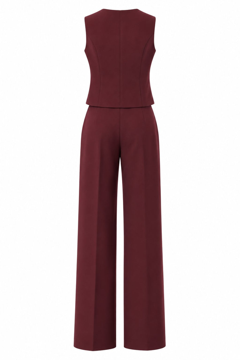 Bordo Gold Düğme Poliviskon Kumaş Yelekli Takım - 2y0375