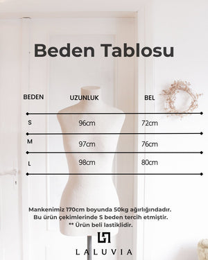 Krem Beli Lastikli Maxi Keten Etek - 4069
