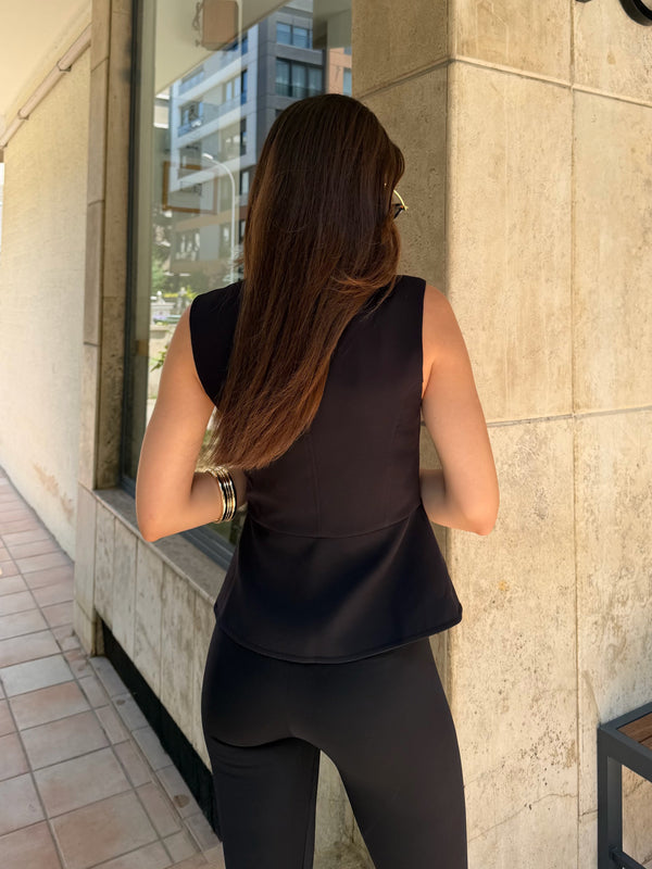 Siyah Gold Düğmeli Yelek - 98085